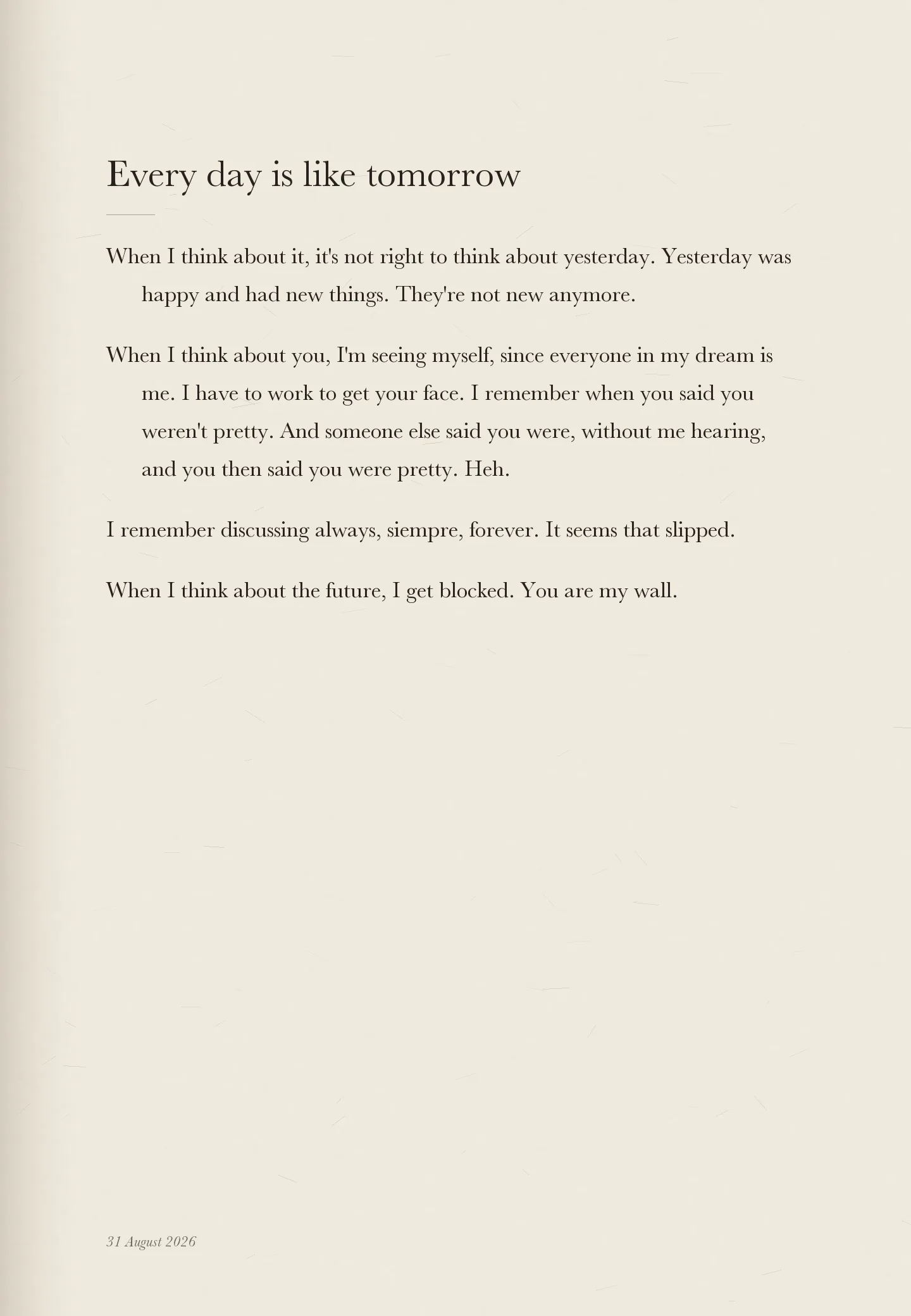 Every day is like tomorrow, page 1