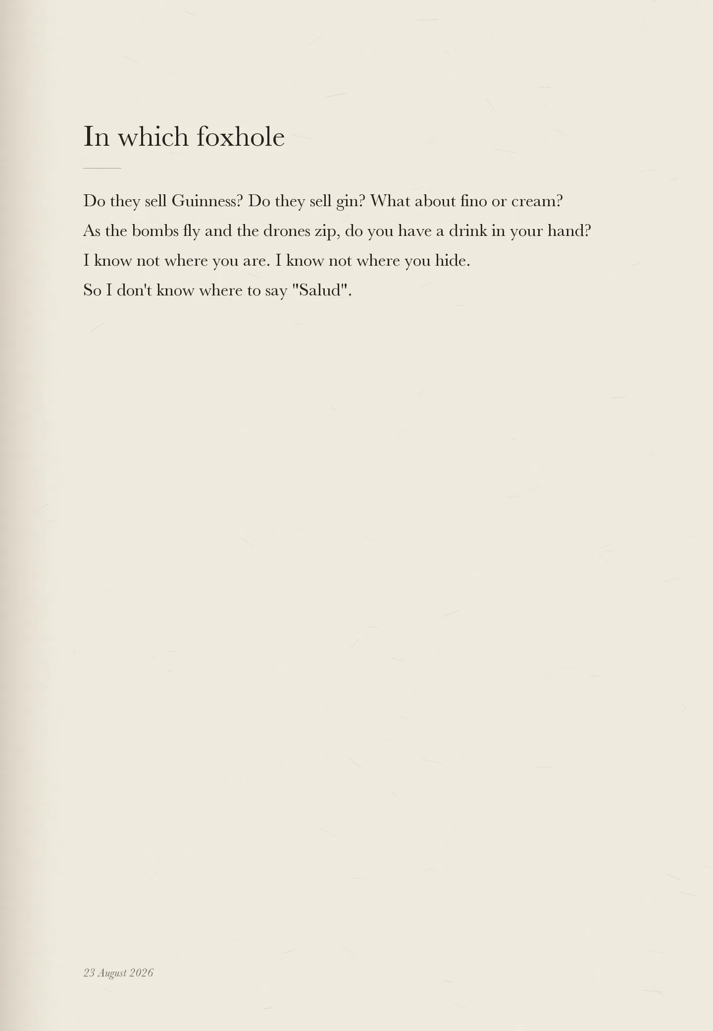 In which foxhole, page 1