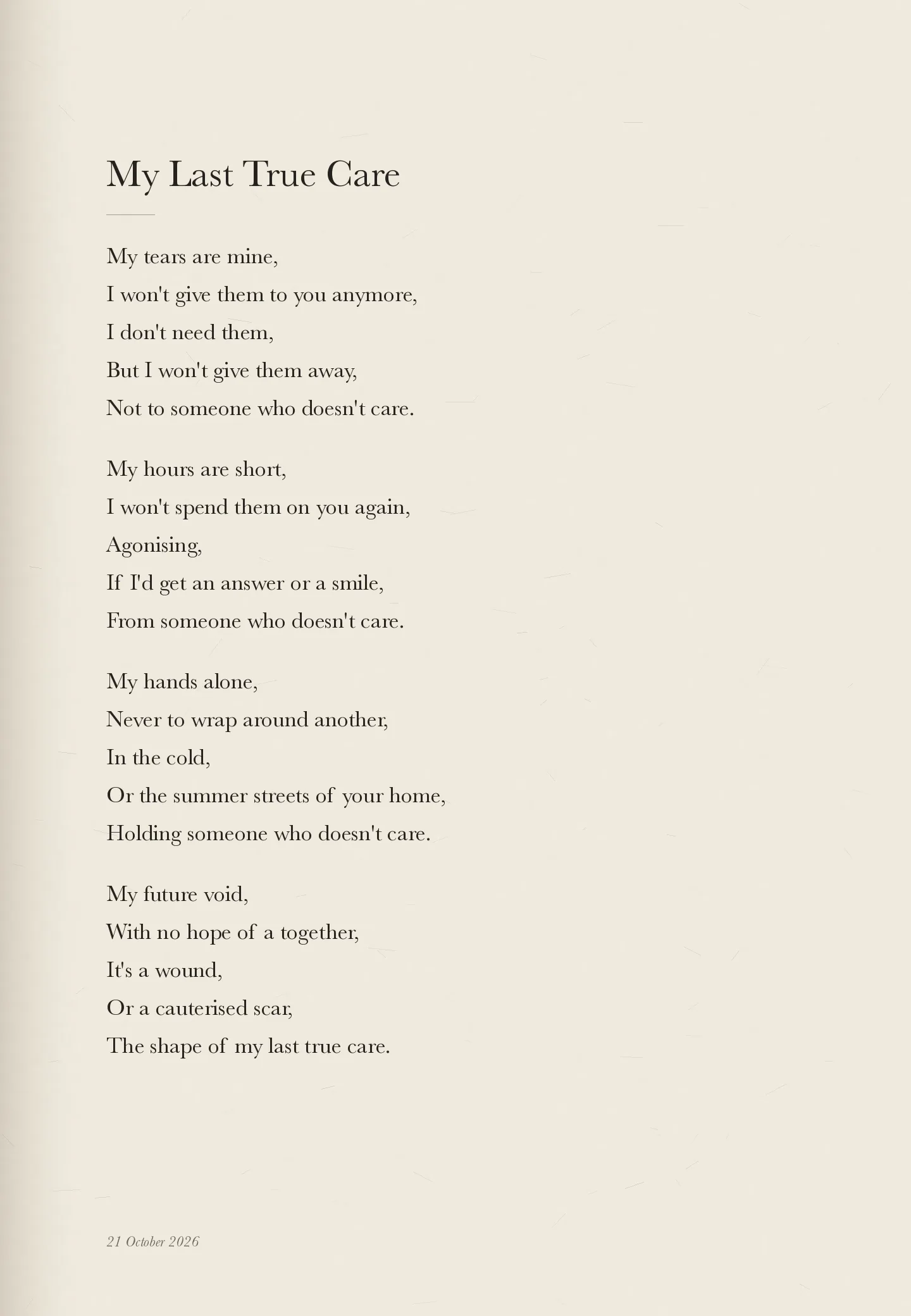 My Last True Care, page 1