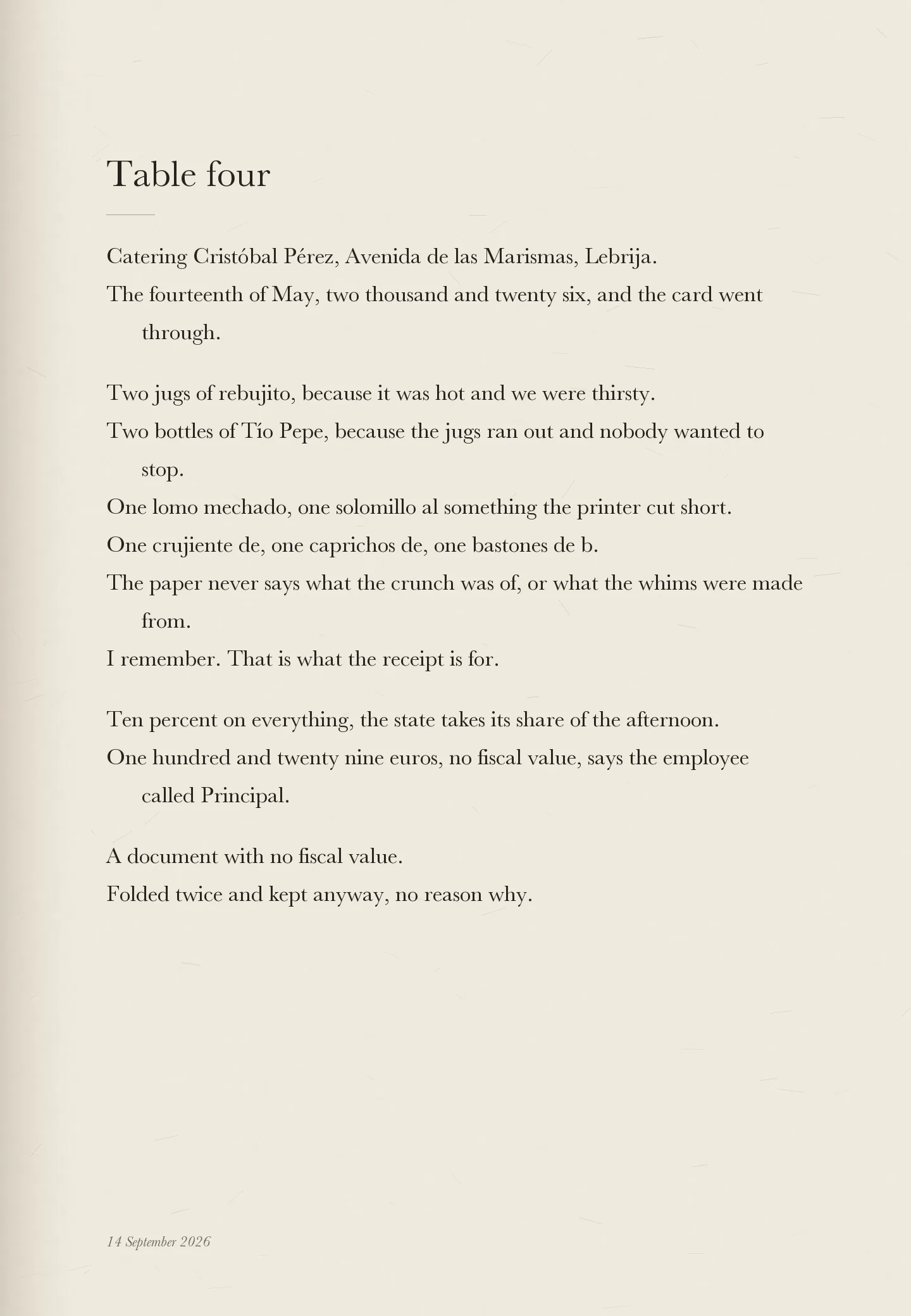 Table four, page 1